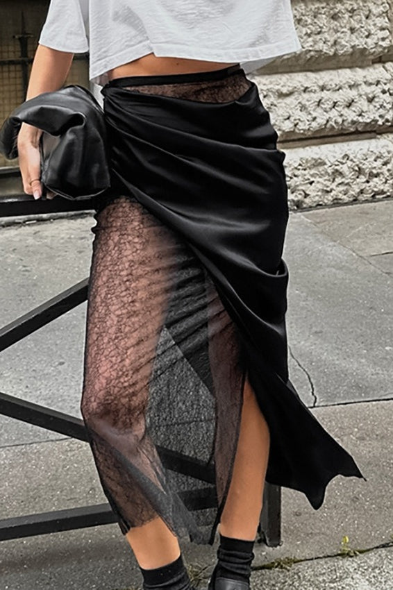 Sheer High-slit Skirt
