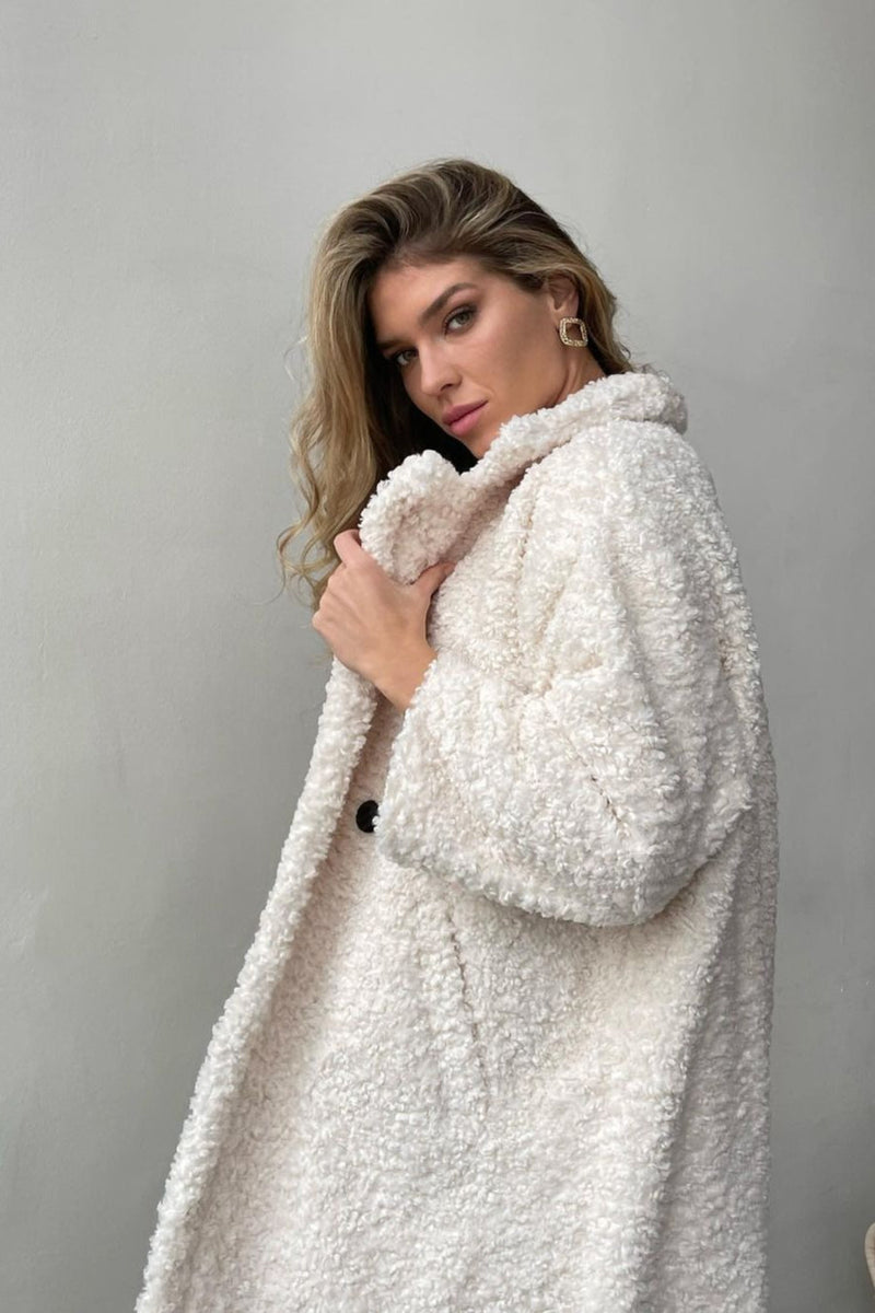 Office Lapel Plush Long Sleeve Coat