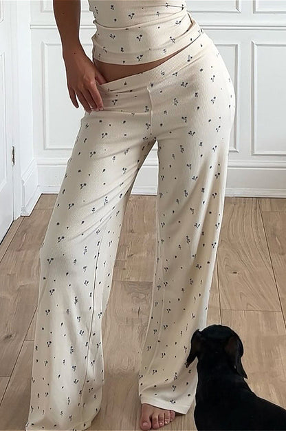 Sleeveless Crop Top Wide Leg Pants Two Piece Set