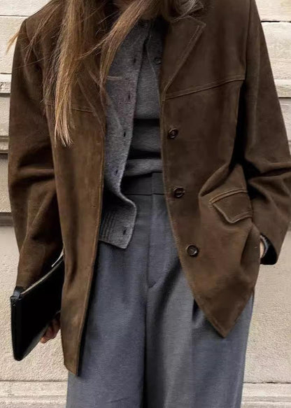 Retro Turn-down Collar Coat - Statement Piece