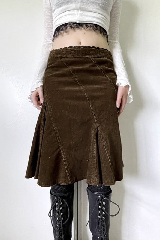 Lace Trim Colorblock A-line Skirt