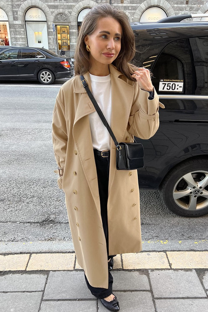 Khaki Longline Double Breasted Overcoat