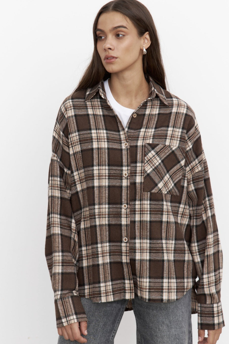 Plaid Relaxed Fit Blouse