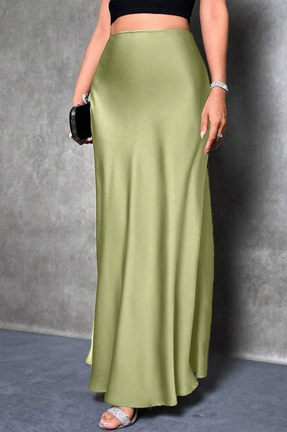 Silky High Waist Satin Maxi Skirt