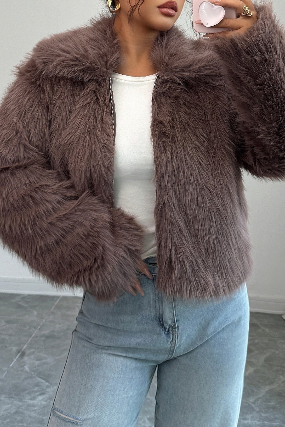 Plush Long Sleeve Maxi Coat
