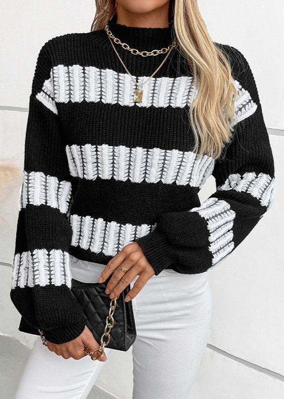 Striped Half Turtleneck Sweater