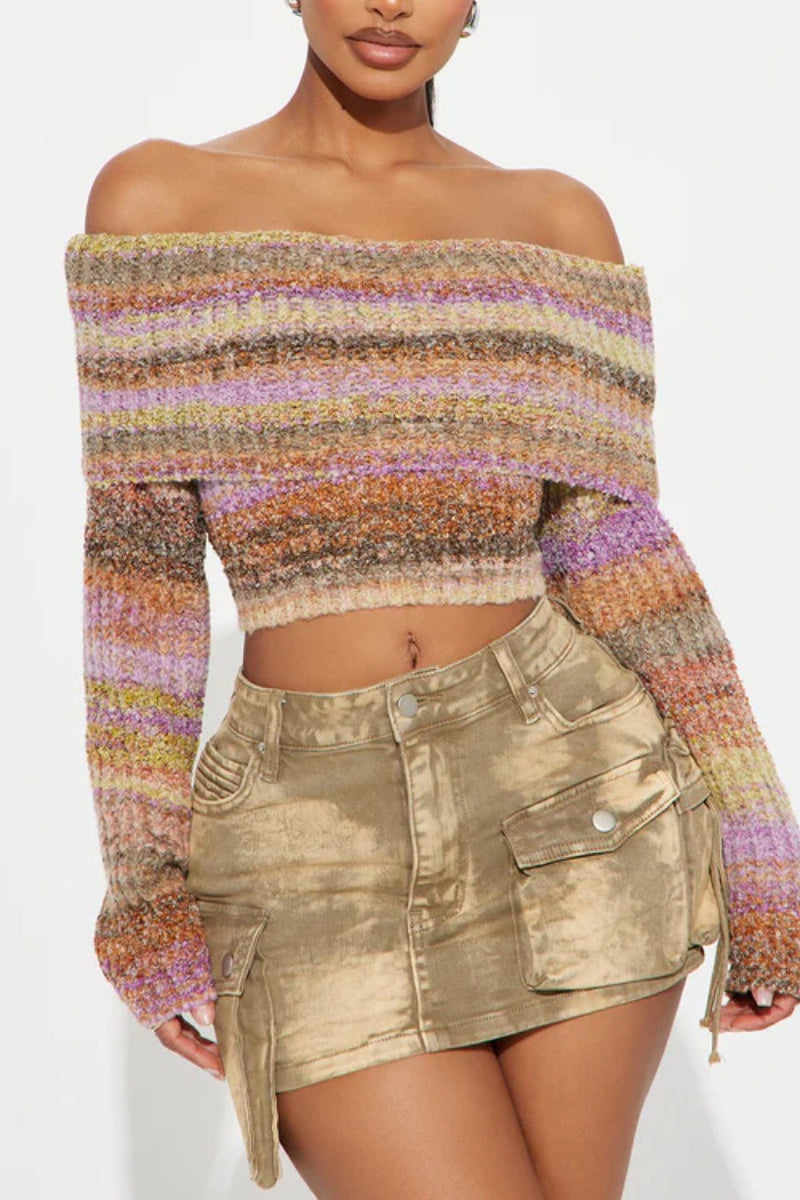 Color Block Off Shoulder Blouse