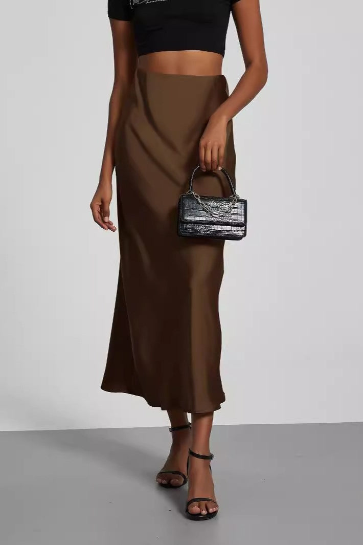 Color Satin Skirt