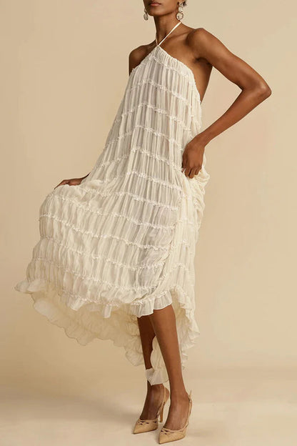 Versatility and Charm Pleated Drawstring Waist Tiered Maxi Skirt