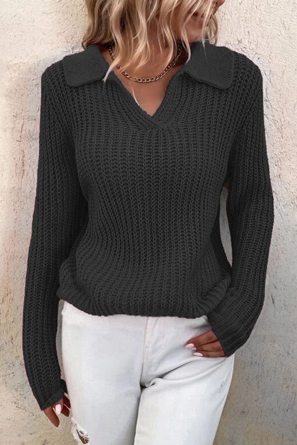 Lapel Slim Fit Knit Sweater