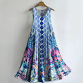 Women's Vintage Ethnic Tattoo Pattern Art Print Round Neck Sleeveless