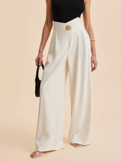 Embellished High-waist Wide-leg Pants