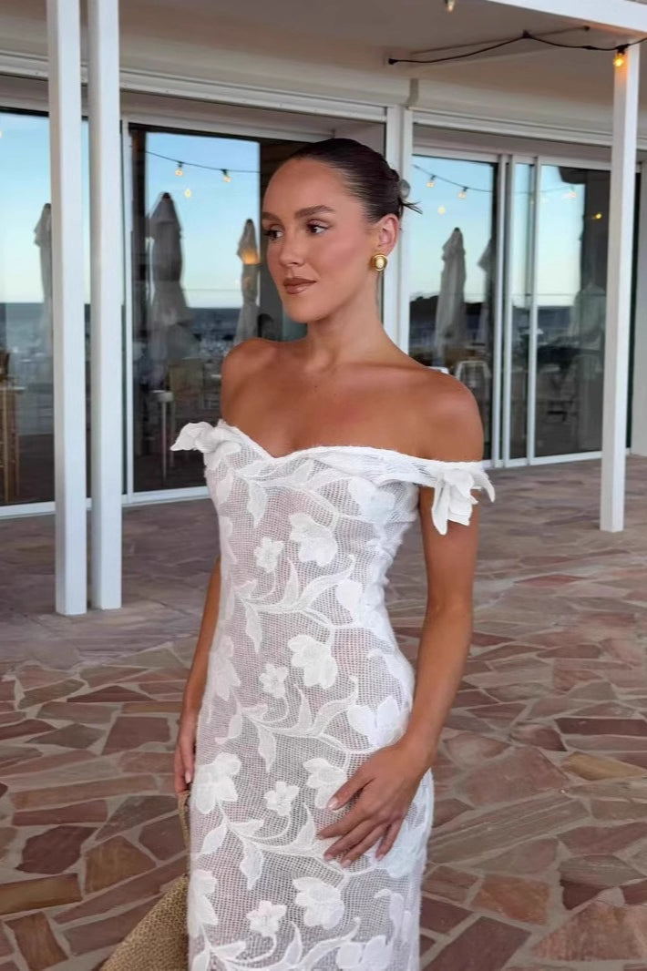 White Fishtail Maxi Dress