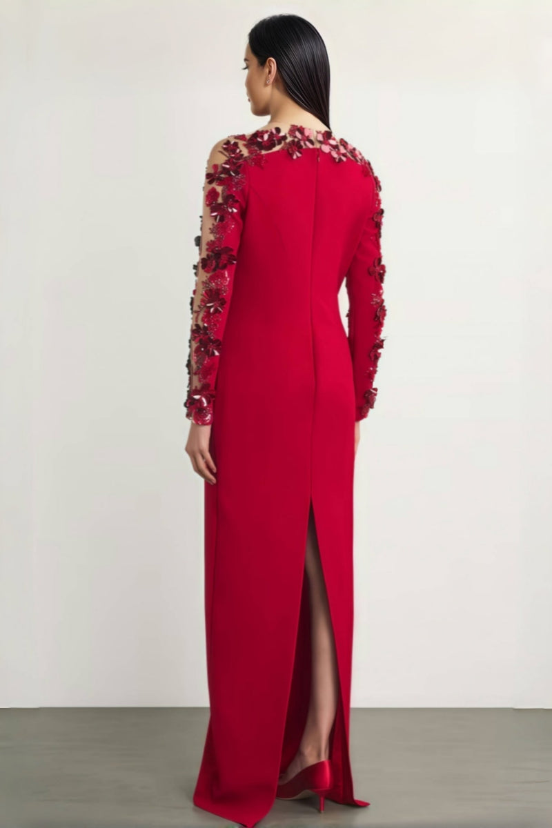 Thety Red 3d Mesh Maxi Dress