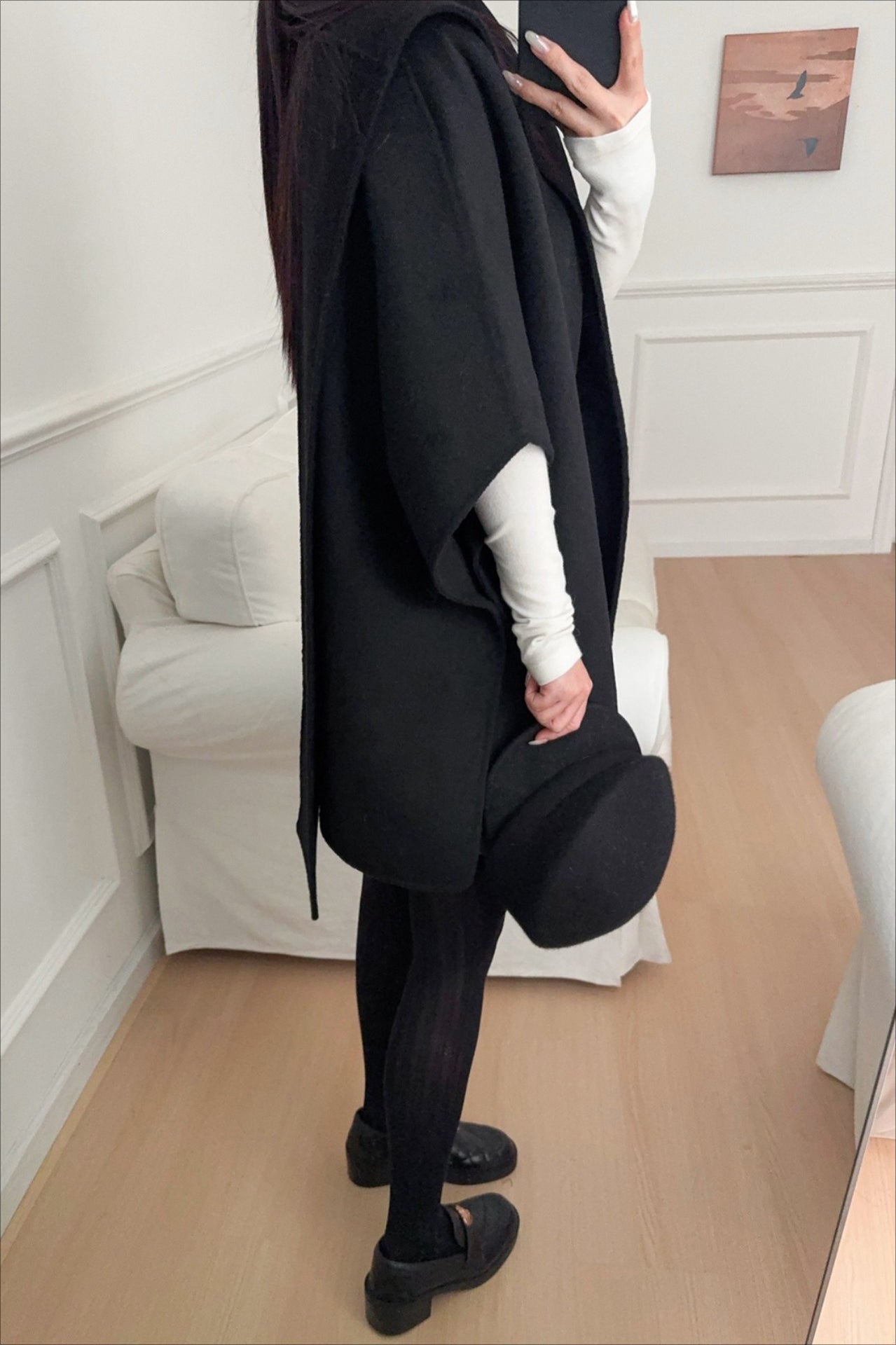 Wool Tencel Scarf Shawl Cape Irregular Coat