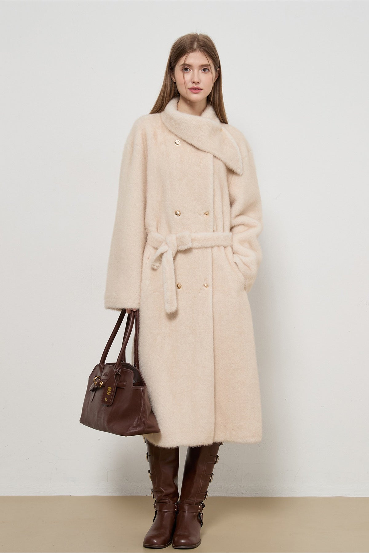 Luxe Faux Fur Tweed Long Lady Overcoat