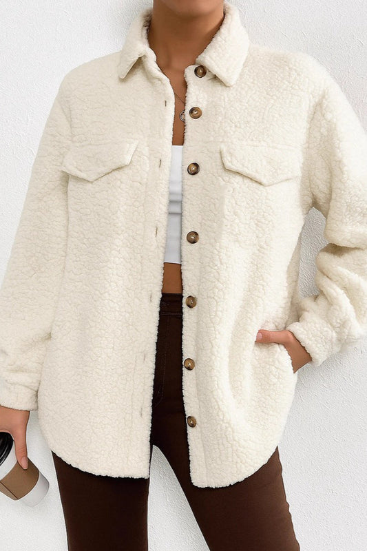 Color Lapel Fleece Coat