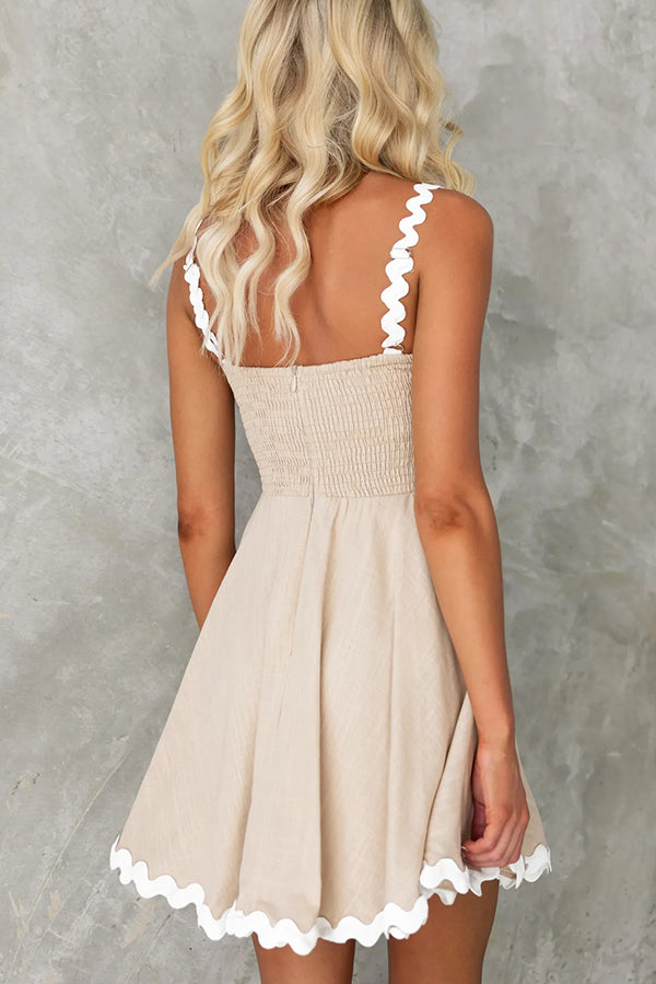 Aimie Color Wavy Lace Suspender Mini Dress