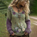 Classy Gradient Purple Lavender And Floral Embroidered Sweater elevenforest