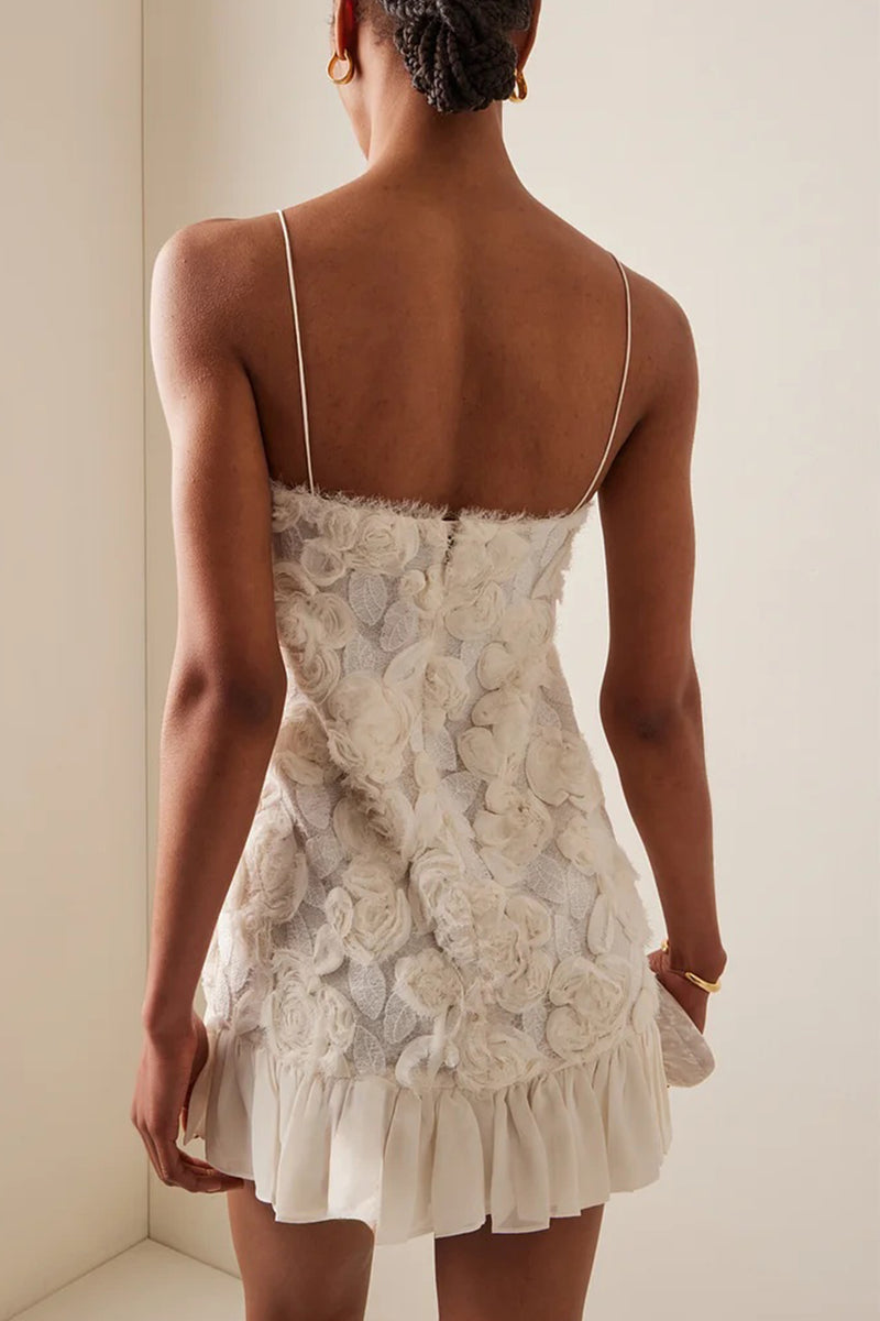 Beverly Applique Pleated Chiffon Mini Dress