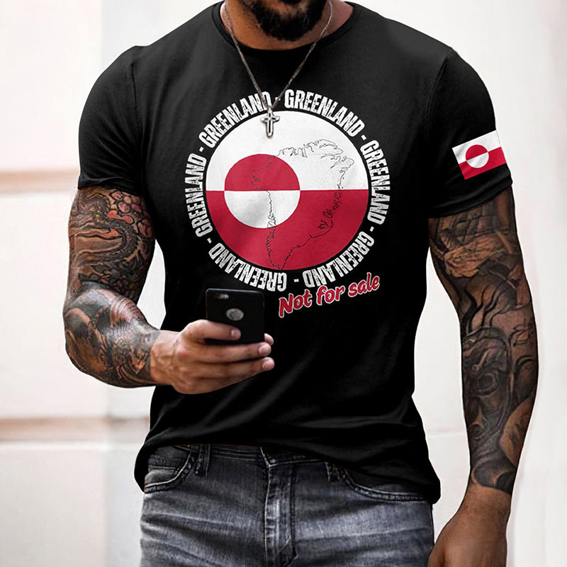 Men's Greenland Print Round Neck Casual T-shirt elevenforest