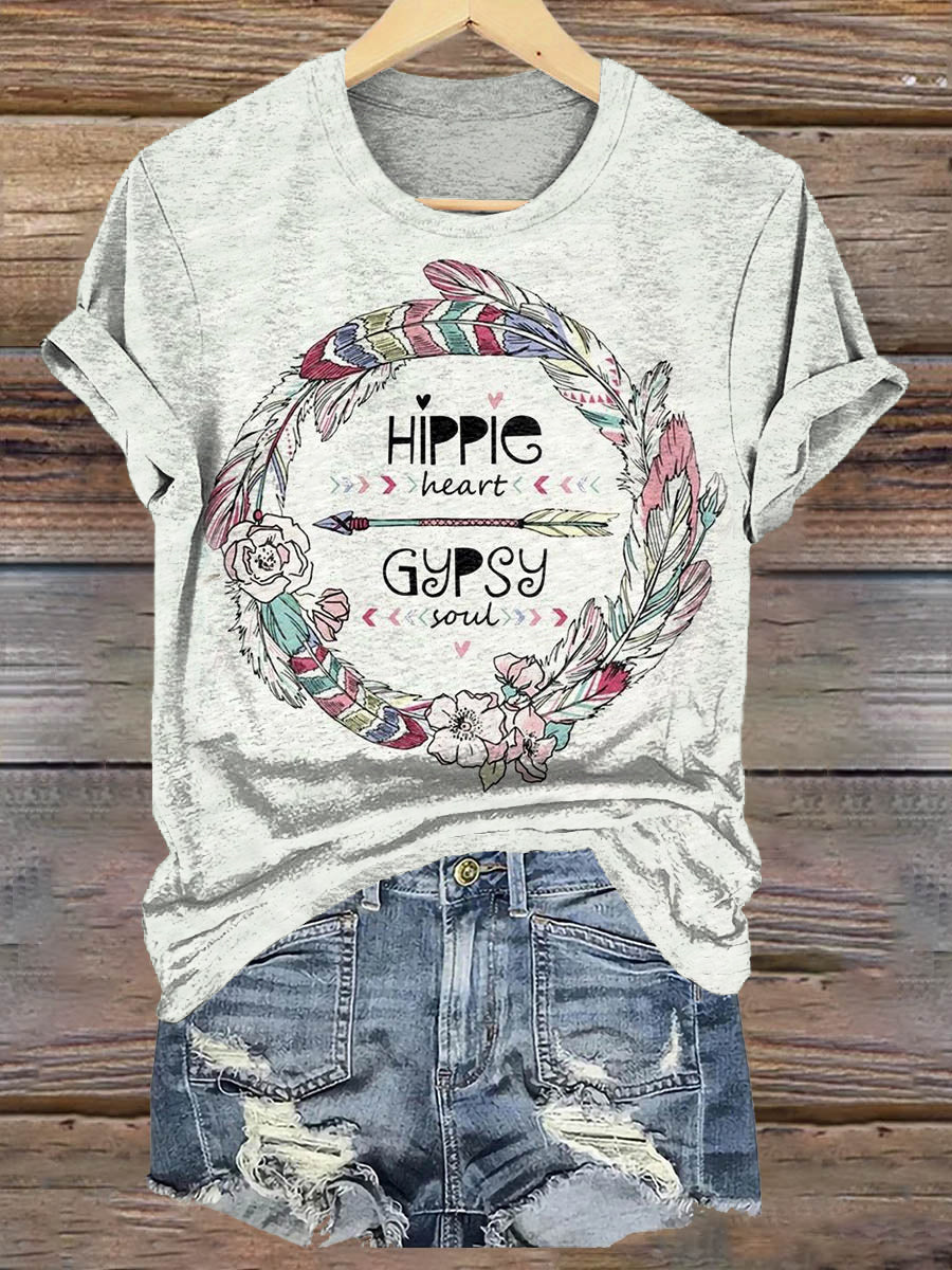 Hippie Gypsy Art Print Casaul Short Sleeve T-shirt