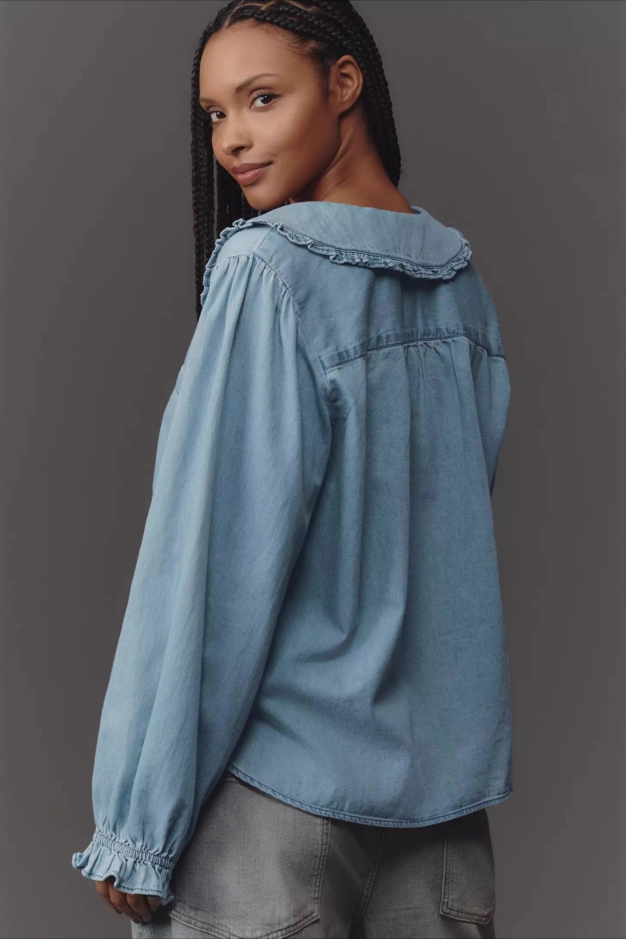 Denim Long Sleeve Blouse
