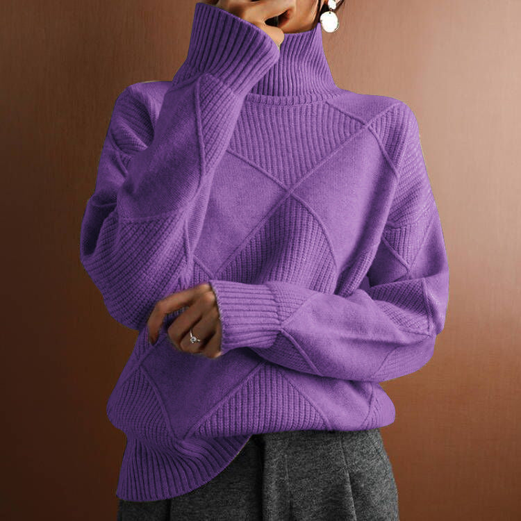 Loose Turtleneck Warm Sweater Solid Color Knitted Sweater elevenforest