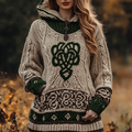 Women's Irish Jacquard Pocket Hooded Sweater artswardrobe