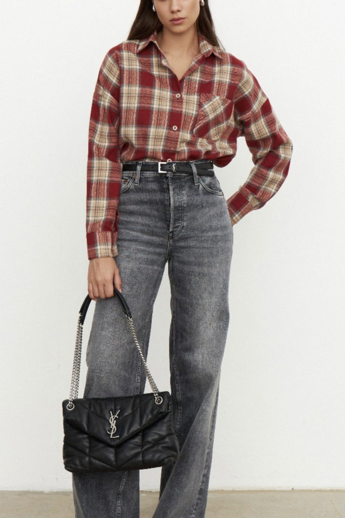 Plaid Relaxed Fit Blouse