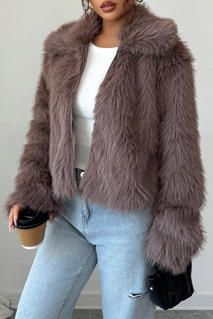Plush Long Sleeve Maxi Coat
