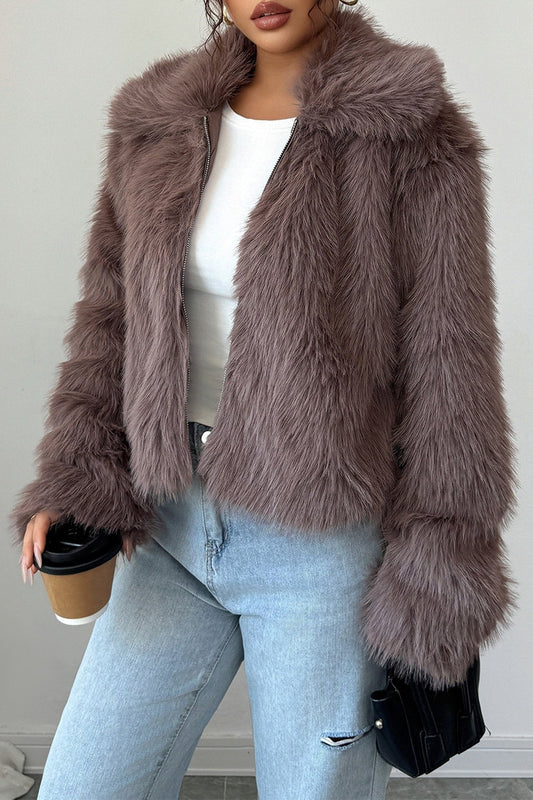 Plush Long Sleeve Maxi Coat