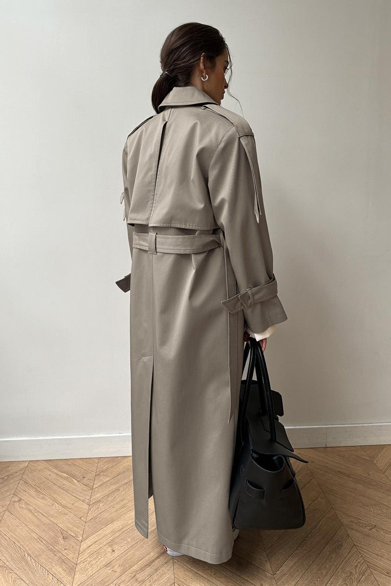 Long Cotton Tied Relaxed Overcoat