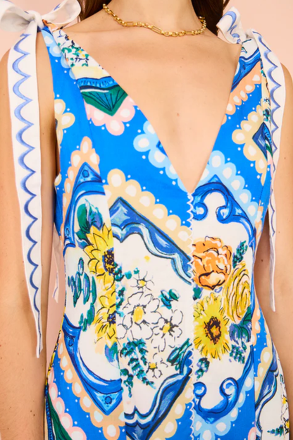 Tie Shoulder Maxi Dress in Azure