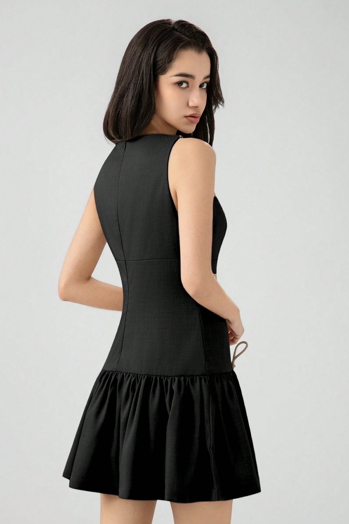 Color Bow Sleeveless Mini Dress