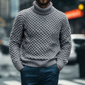 Men's Vingate Chunky Knitting Jacquard Turtleneck Sweater elevenforest
