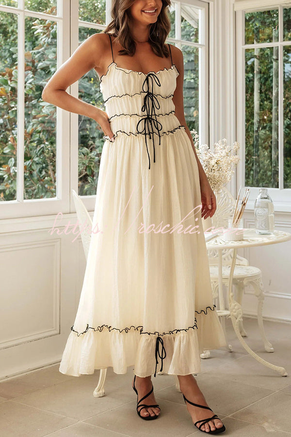Strappy Pleated Paneled Strap Maxi Dress