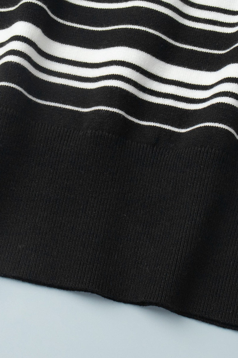 Striped Knit Polo Sweater