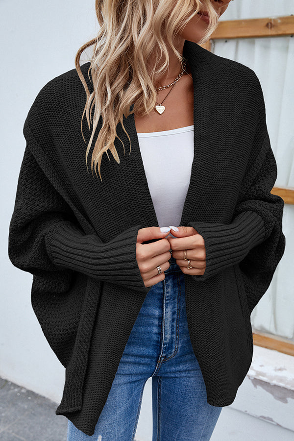 Color Dolman Sleeve Knitted Cardigan