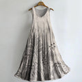 Women's Floral Art Print V-Neck Pocket Cotton Dress