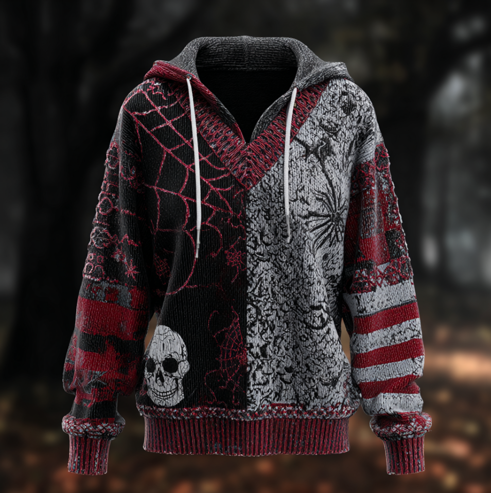 Halloween-themed Gothic-style Woman's Hooded Sweater elevenforest