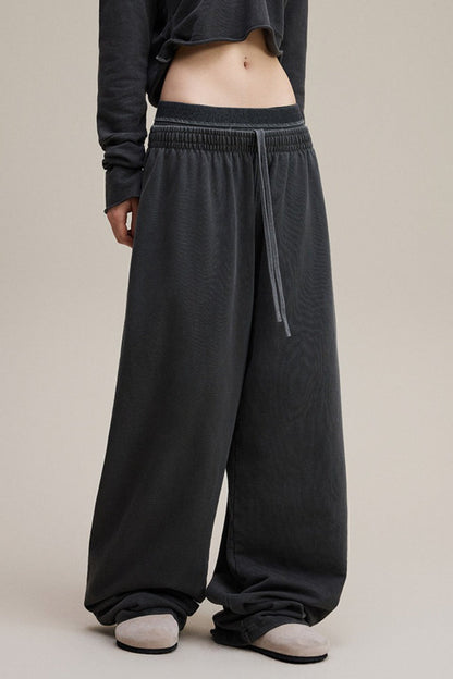 Double Waist Denim Knit Pants