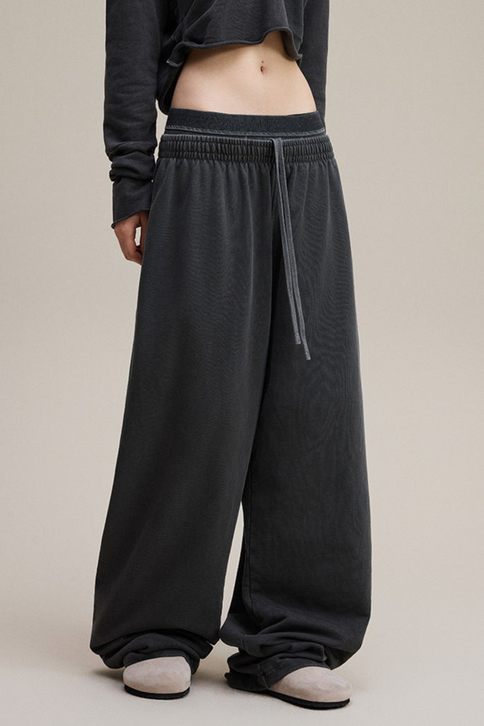 Double Waist Denim Knit Pants