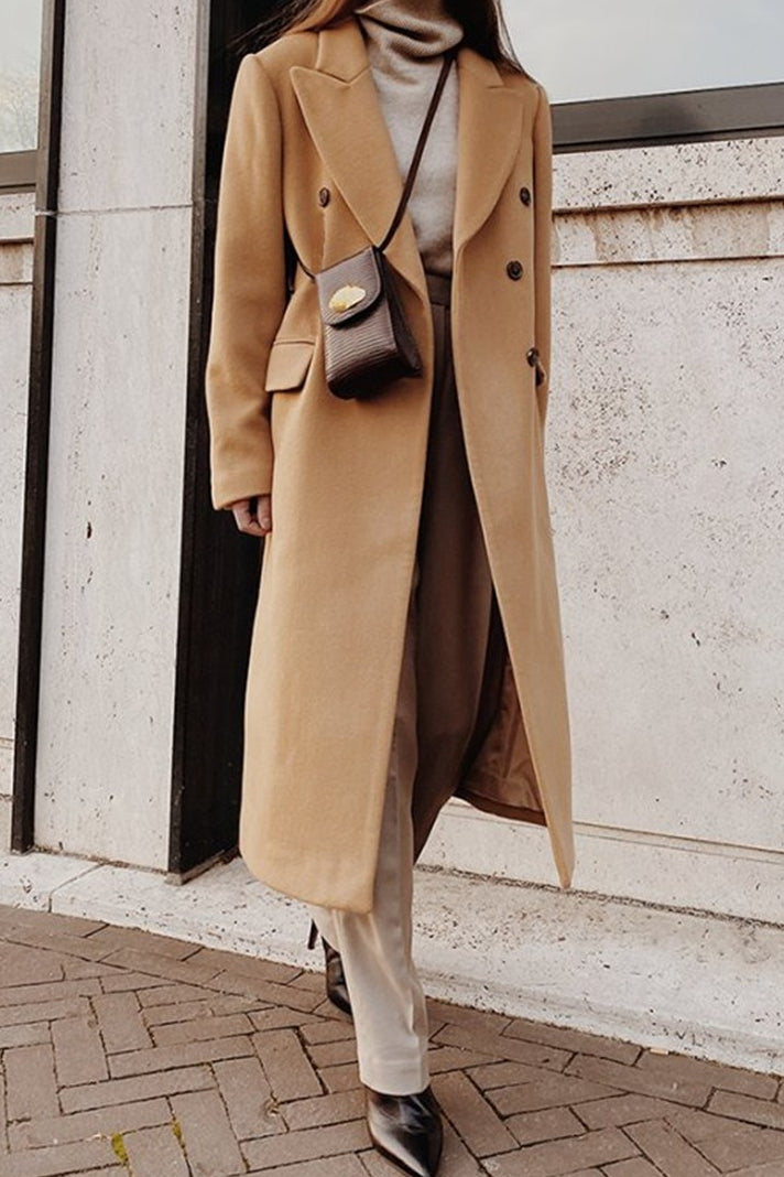Color Double Breast Lapel Overcoat