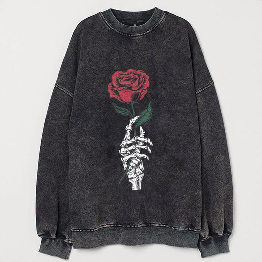 Rose in Skeleton Hand Sweatshirt