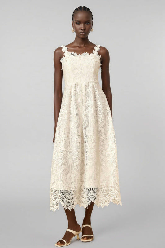 Harlin White Lace Maxi Dress