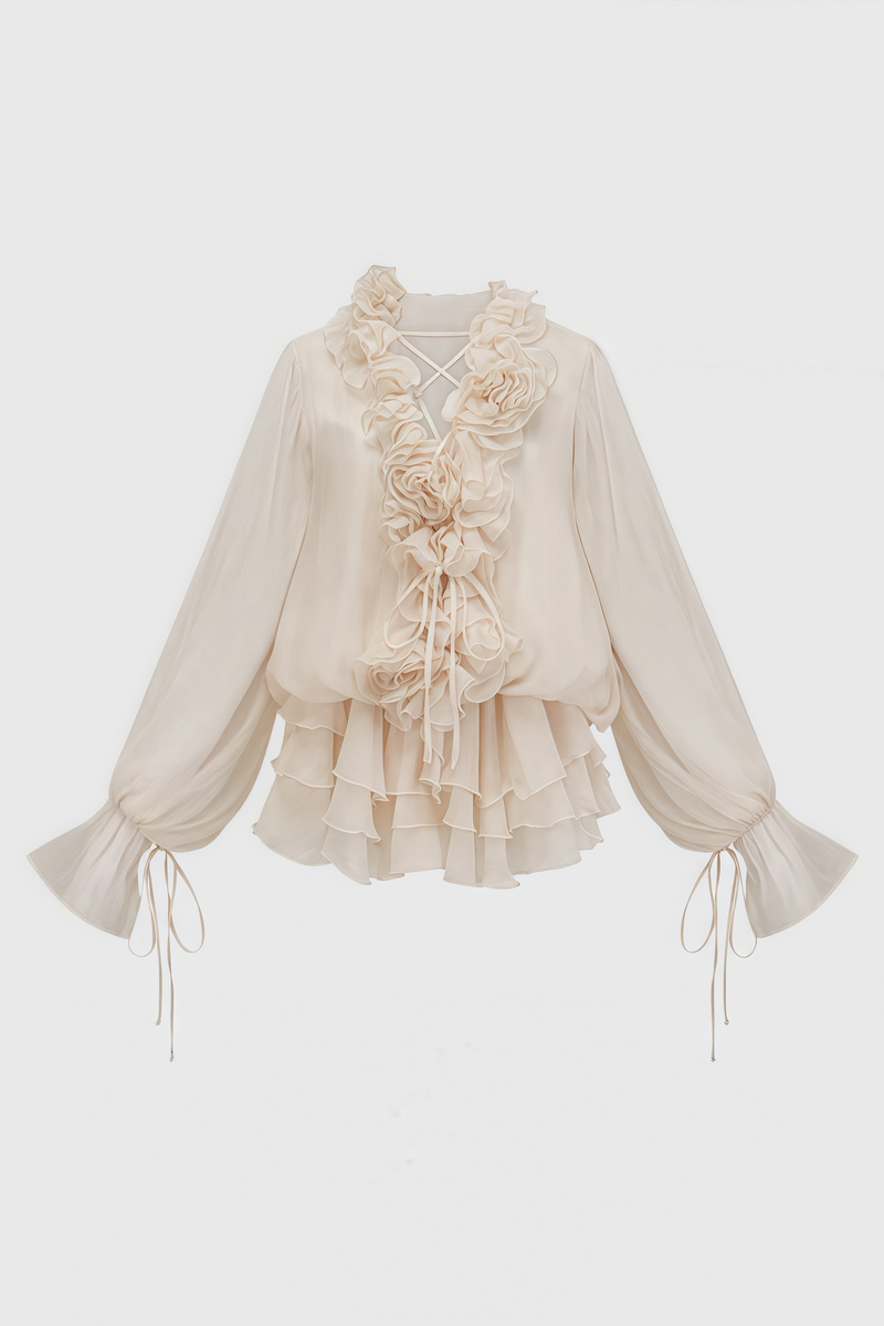 Elsonv 3d Lantern Sleeve Mini Dress