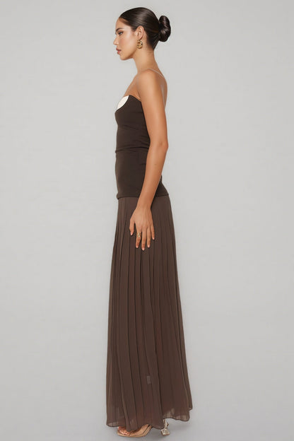 Eurien Off-shoulder Ruffled Pleated Maxi Dress