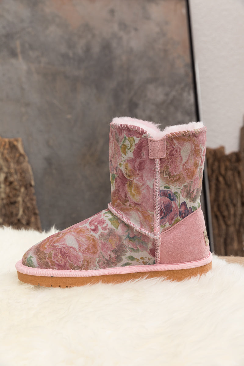 Faux Fur-lined Side Button Shearling Boot