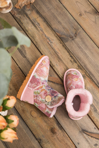 Faux Fur-lined Side Button Shearling Boot